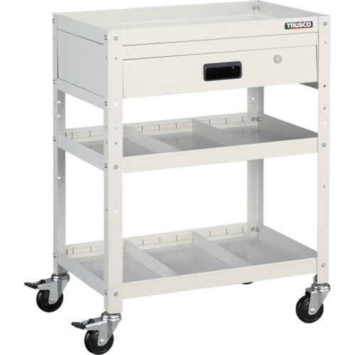 TRUSCO ツールワゴン ラビットワゴン 600X400 引出1段 仕切2段付 ホワイト