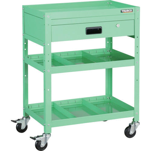 TRUSCO ツールワゴン ラビットワゴン 600X400 引出1段 仕切2段付 ヤンググリーン