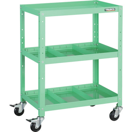 TRUSCO ツールワゴン ラビットワゴン 600X400 仕切2段付 ヤンググリーン