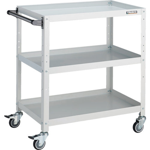 TRUSCO ツールワゴン ラビットワゴン 700×450×H810 ハンドル付 ウレタン車輪 ホワイト