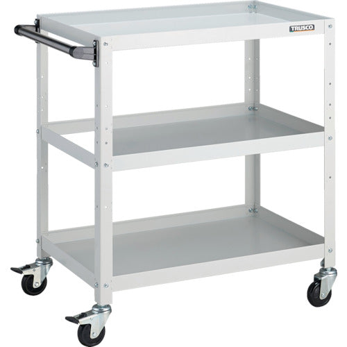 TRUSCO ツールワゴン ラビットワゴン 700X450 ハンドル付 ゴム車輪 ホワイト