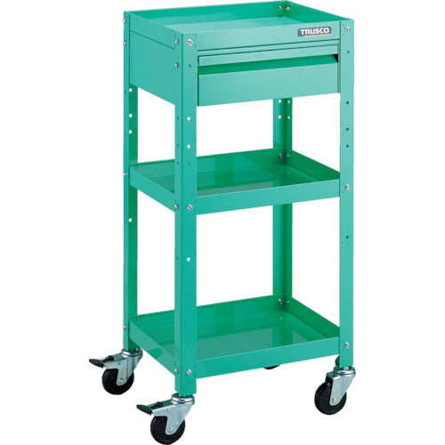 TRUSCO ツールワゴン ラビットワゴン 400X350 引出1段付 ゴム車輪 ヤンググリーン