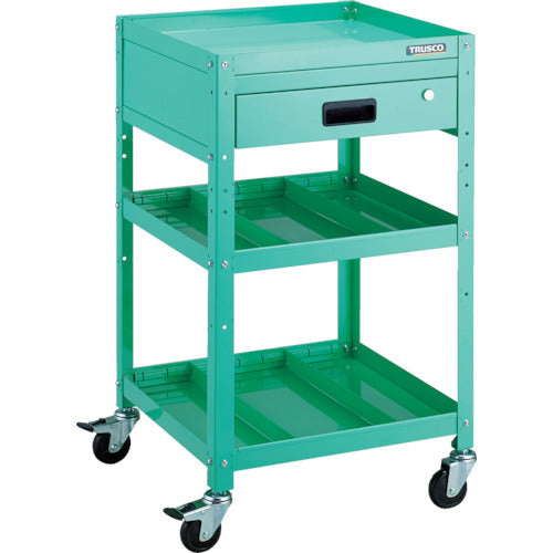 TRUSCO ツールワゴン ラビットワゴン 500X500 引出1段 仕切2段付 ヤンググリーン