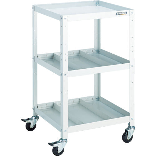 TRUSCO ツールワゴン ラビットワゴン 500X500 仕切2段付 ゴム車輪 ホワイト