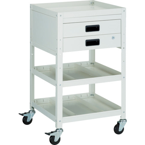 TRUSCO ツールワゴン ラビットワゴン 500X500 引出2段 仕切2段付 ホワイト