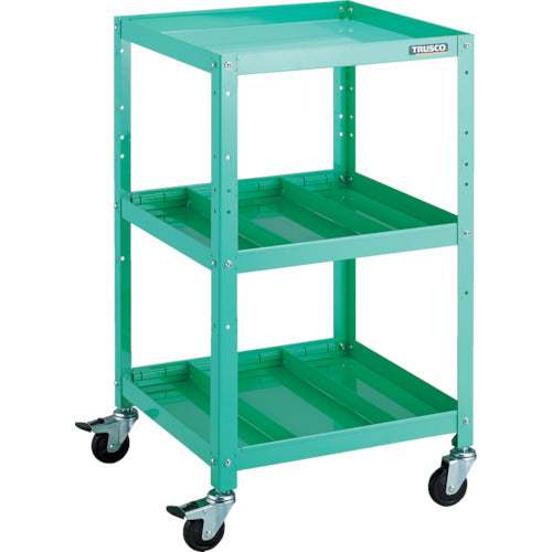 TRUSCO ツールワゴン ラビットワゴン 500X500 仕切2段付 ゴム車輪 ヤンググリーン