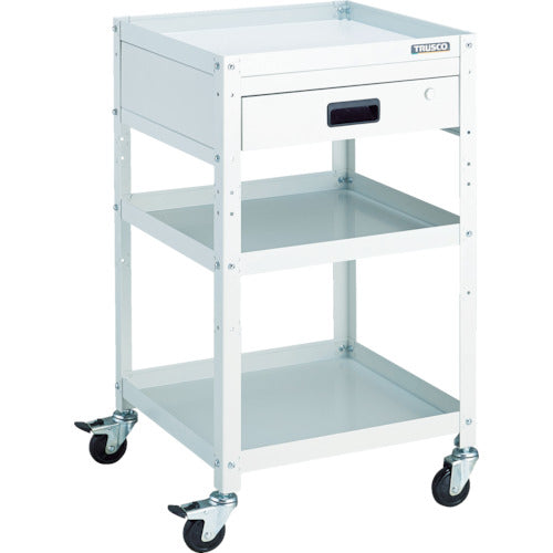 TRUSCO ツールワゴン ラビットワゴン 500X500 引出1段付 ゴム車輪 ホワイト