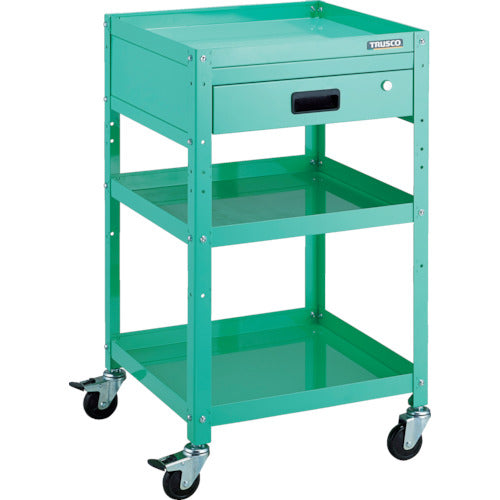 TRUSCO ツールワゴン ラビットワゴン 500X500 引出1段付 ゴム車輪 ヤンググリーン
