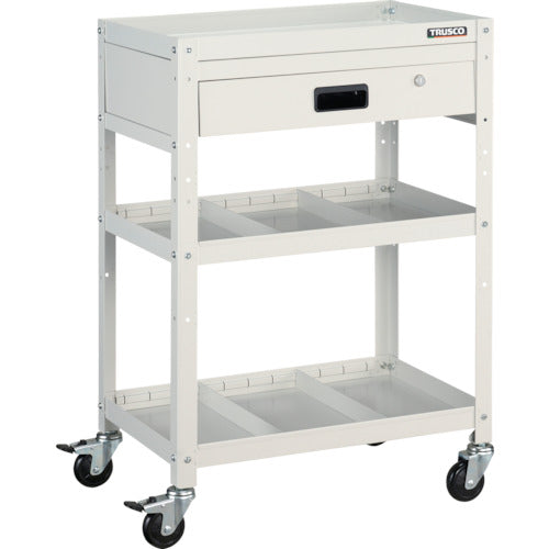 TRUSCO ツールワゴン ラビットワゴン 600X400 引出1段 仕切2段付 ホワイト