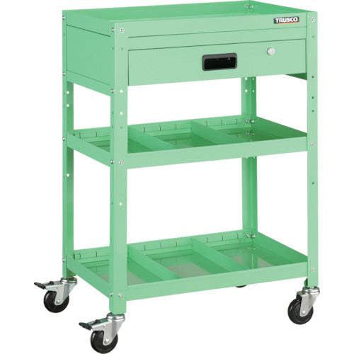 TRUSCO ツールワゴン ラビットワゴン 600X400 引出1段 仕切2段付 ヤンググリーン