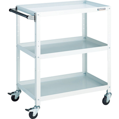 TRUSCO ツールワゴン ラビットワゴン 700X450 ハンドル付 ゴム車輪 ホワイト