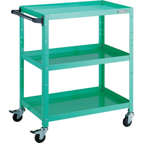 TRUSCO ツールワゴン ラビットワゴン 700X450 ハンドル付 ゴム車輪 ヤンググリーン