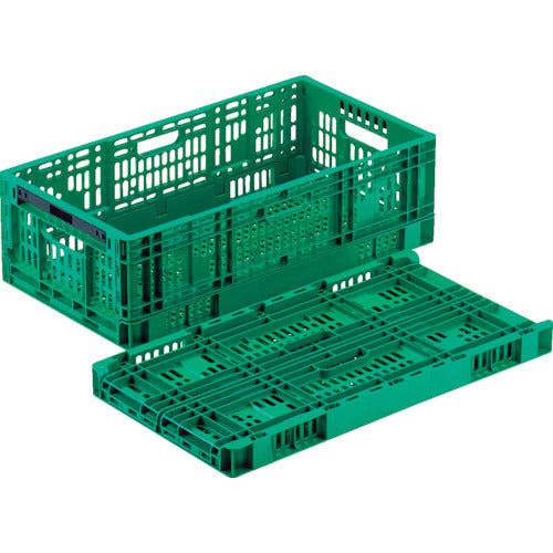 RISU 折りたたみコンテナ 507972 RSコンテナーRS-MM37S(薄型折りたたみコンテナーワンタッチ) 緑