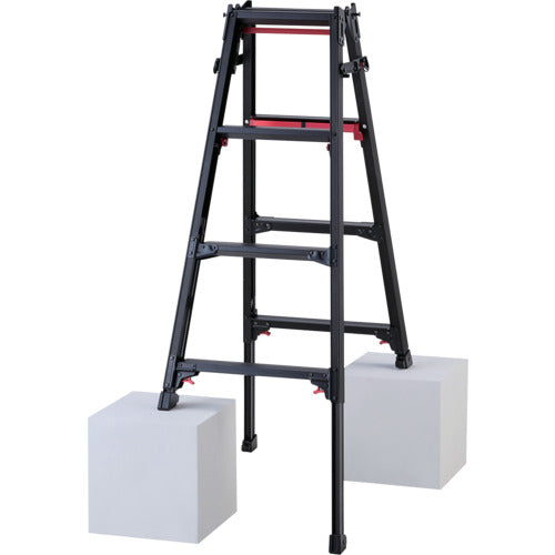 ハセガワ 脚部伸縮脚立 シャガマン ブラック 4段(10759)