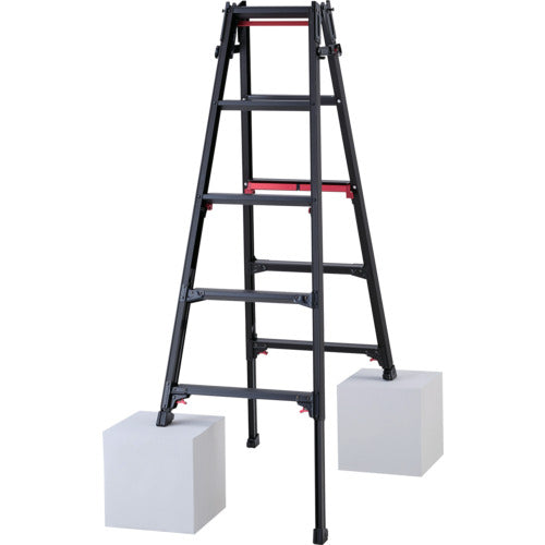 ハセガワ 脚部伸縮脚立 シャガマン ブラック 5段(10760)