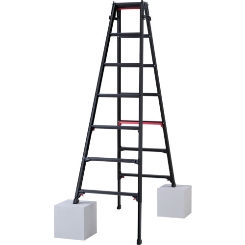 ハセガワ 脚部伸縮脚立 シャガマン ブラック 7段(10762)