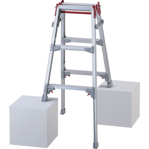 ハセガワ 脚部伸縮式アルミはしご兼用脚立 ワンタッチバー RYZ型 3段(10885)