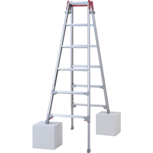 ハセガワ 脚部伸縮式アルミはしご兼用脚立 ワンタッチバー RYZ型 6段(10888)
