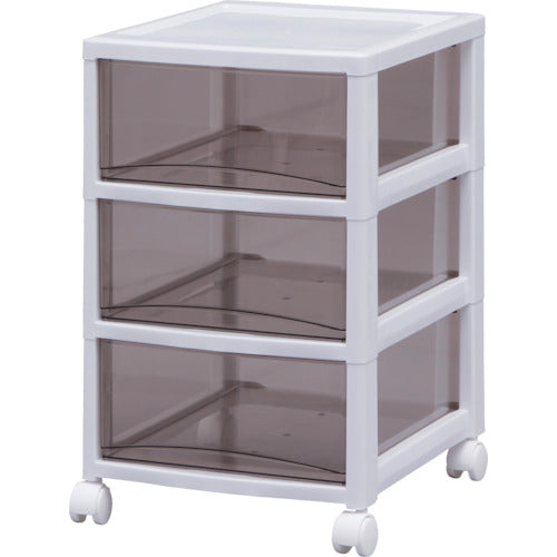 IRIS 221247 スーパークリアチェスト ホワイト/クリアブラウン 3段タイプ