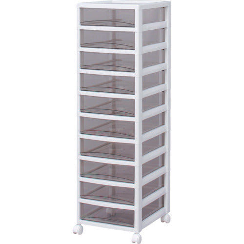 IRIS 221272 スーパークリアチェスト ホワイト/クリアブラウン 10段タイプ