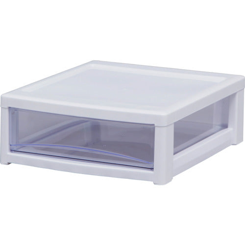 IRIS 221268 スーパークリアチェスト ホワイト/クリアブルー 1段タイプ