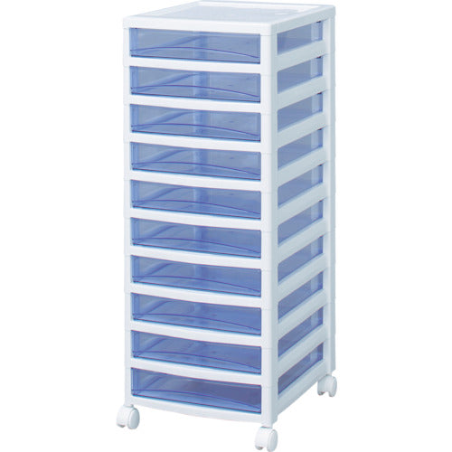 IRIS 221300 スーパークリアチェスト ホワイト/クリアブルー 10段タイプ