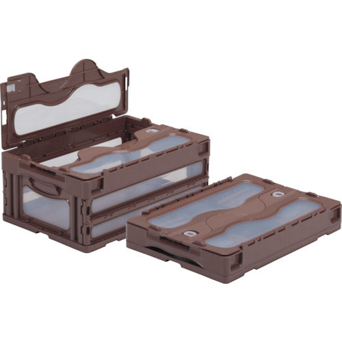 サンコー フタ一体型折りたたみコンテナー 559030 マドコンC-30Bブラウン