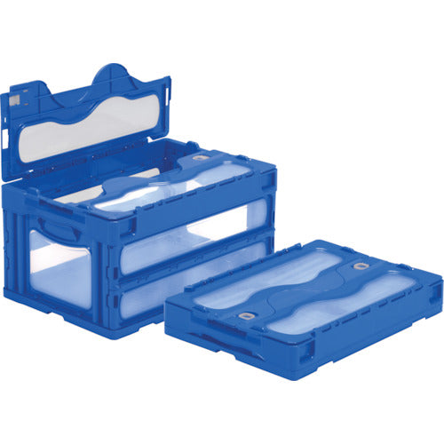 サンコー フタ一体型折りたたみコンテナー 559020 マドコンC-40Bブルー