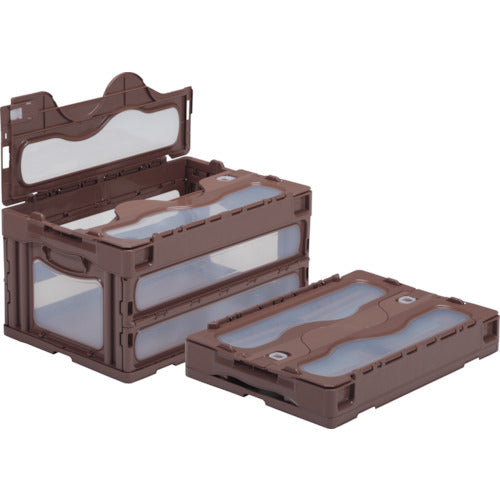 サンコー フタ一体型折りたたみコンテナー 559020 マドコンC-40Bブラウン