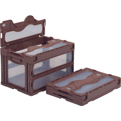 サンコー フタ一体型折りたたみコンテナー 559000 マドコンC-50Bブラウン