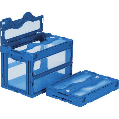 サンコー フタ一体型折りたたみコンテナー 559230 マドコンC-60Bブルー
