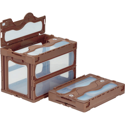 サンコー フタ一体型折りたたみコンテナー 559230 マドコンC-60Bブラウン