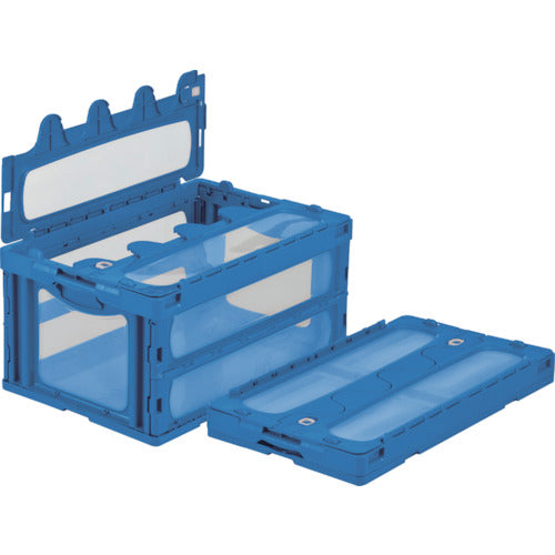 サンコー フタ一体型折りたたみコンテナー 559060 マドコンC-75Bブルー