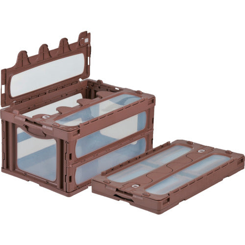 サンコー フタ一体型折りたたみコンテナー 559060 マドコンC-75Bブラウン