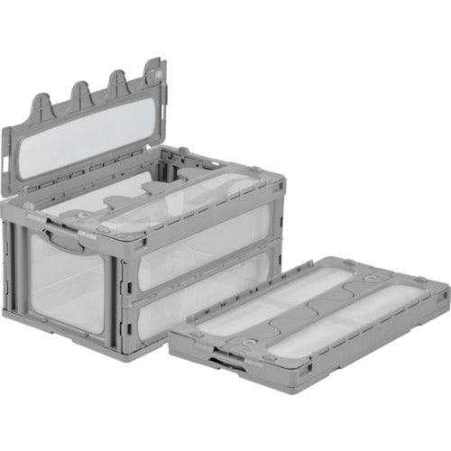 サンコー フタ一体型折りたたみコンテナー 559060 マドコンC-75B ライトグレー