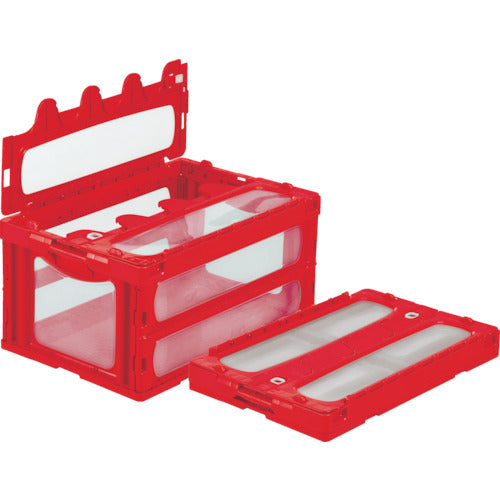 サンコー フタ一体型折りたたみコンテナー 559060 マドコンC-75Bレッド