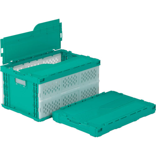 サンコー フタ一体型折りたたみコンテナー 558570 ペタンコC-41Aグリーン/ホワイト