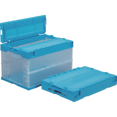 サンコー フタ一体型折りたたみコンテナー 559860 サンクレットオリコンL51B-L透明ライトブルー