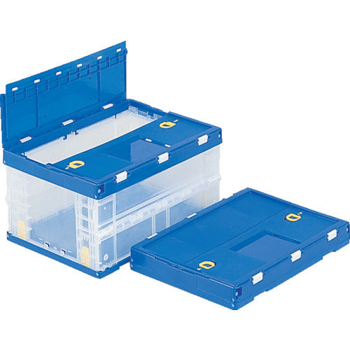 サンコー フタ一体型折りたたみコンテナー 551460 サンクレットオリコンP22B透明青
