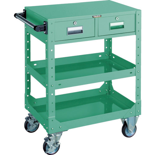 TRUSCO SR型ワゴン 600×400×H800 引出付 グリーン 緑