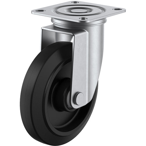 ユーエイ プレート式 自在 ステンレスキャスター ゴム 車輪径150mm Jタイプ SUS-J2型 取付寸法80×80(75×75)