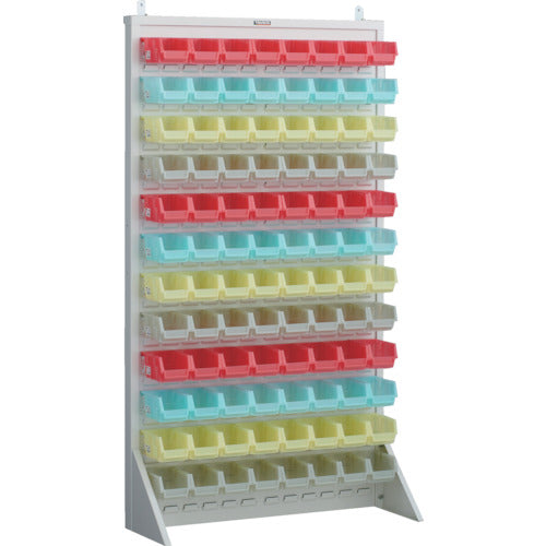 TRUSCO パネルコンテナラック 片面式・床置タイプ・コンテナ半透明仕様 910×320×H1600 ホワイト 小×96