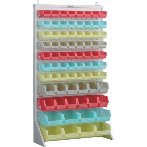 TRUSCO パネルコンテナラック 片面式・床置タイプ・コンテナ半透明仕様 910×320×H1600 ホワイト 小×56 中×12 大×8