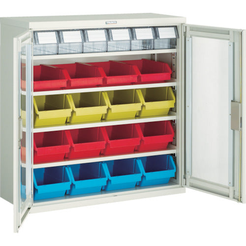 TRUSCO コンテナラックケース バンラックケース M型 両開き扉 コンテナ入 H880