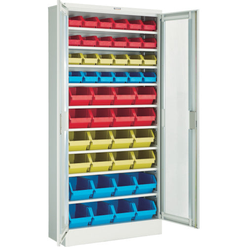 TRUSCO コンテナラックケース バンラックケース M型 両開き扉 コンテナ入 H1790