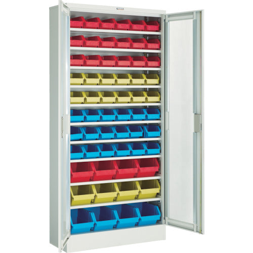 TRUSCO コンテナラックケース バンラックケース M型 両開き扉 コンテナ入 H1790