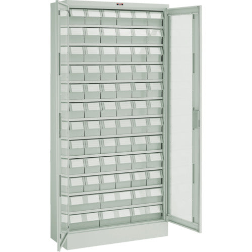 TRUSCO コンテナラックケース バンラックケース M型 両開き扉 引出小X60 大X6個 ネオグレー