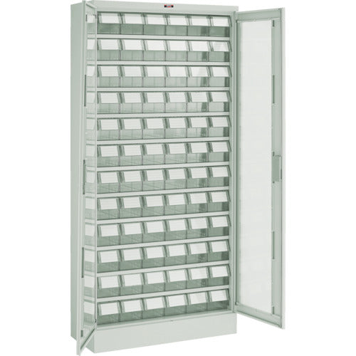 TRUSCO コンテナラックケース バンラックケース M型 両開き扉 透明引出小X72個 透明