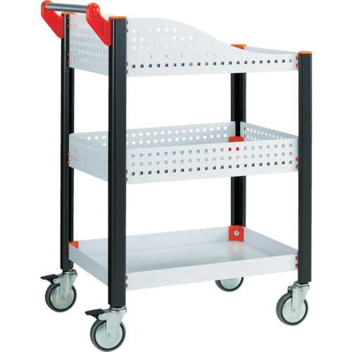 TRUSCO カスタムワゴン ホワイト633X470 浅棚1枚・深型パンチ棚板付