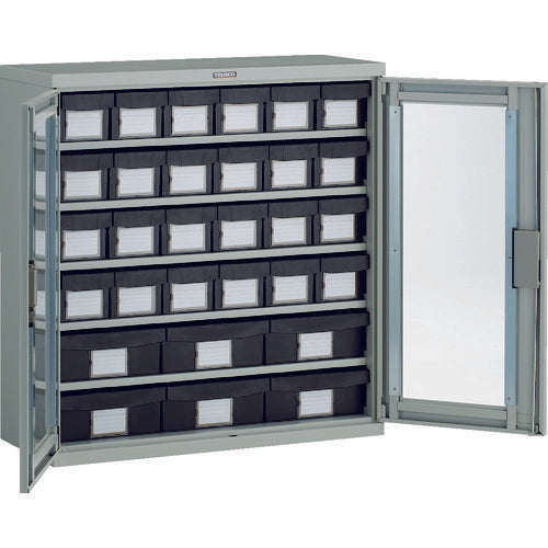 TRUSCO コンテナラックケース バンラックケース M型 両開き扉 導電引出小X24 大X6個